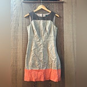 BCBG Paris (Size S) Tan Brown Orange  Cotton Dress Classic Short Sleeve